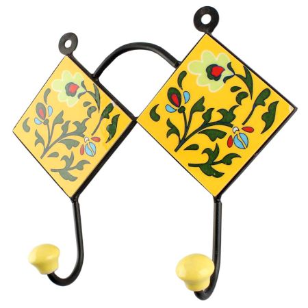 Green Leaf Ceramic Tile Hook 